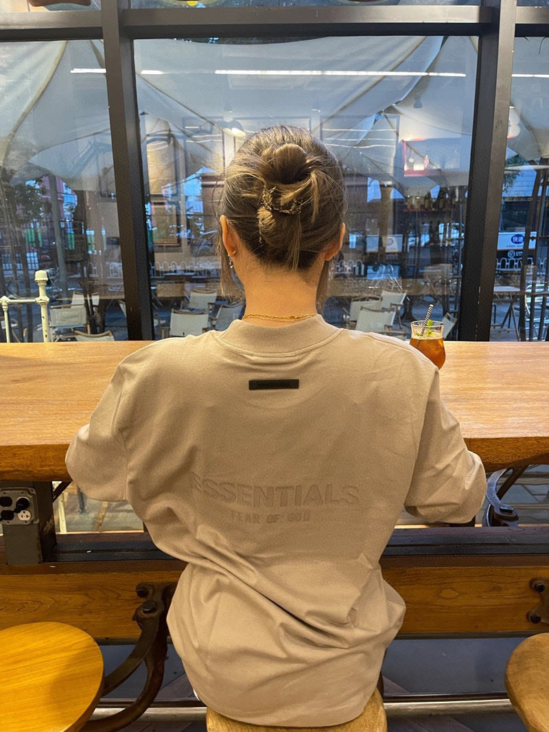 AMBERELLE Back Logo Long Sleeve Tee in light heather grey