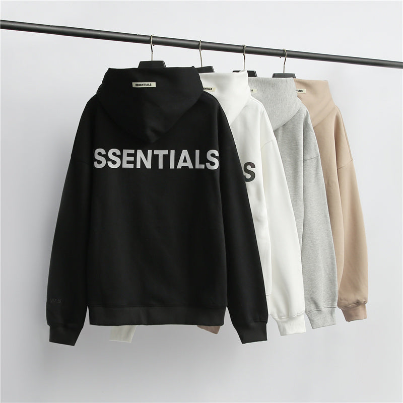 AMBERELLE Back Logo Oversized Fleece Hoodie in beige