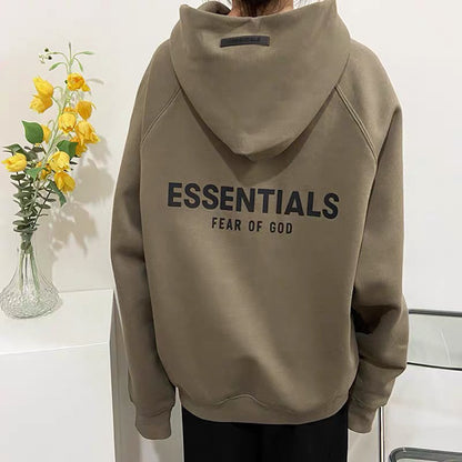 AMBERELLE 21FW Back Logo Fleece Hoodie in dark taupe