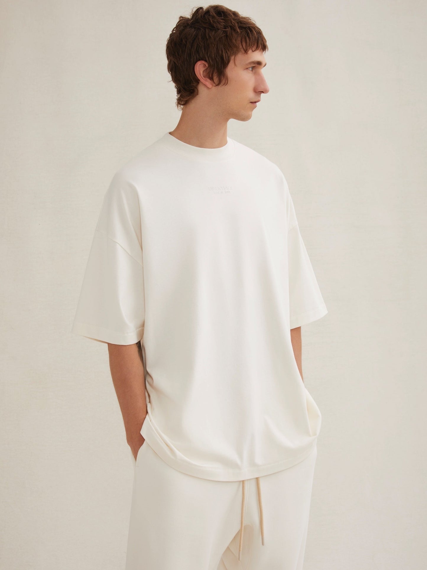 AMBERELLE Cloud Soft Minimal Logo Short Sleeve Tee in light heather grey