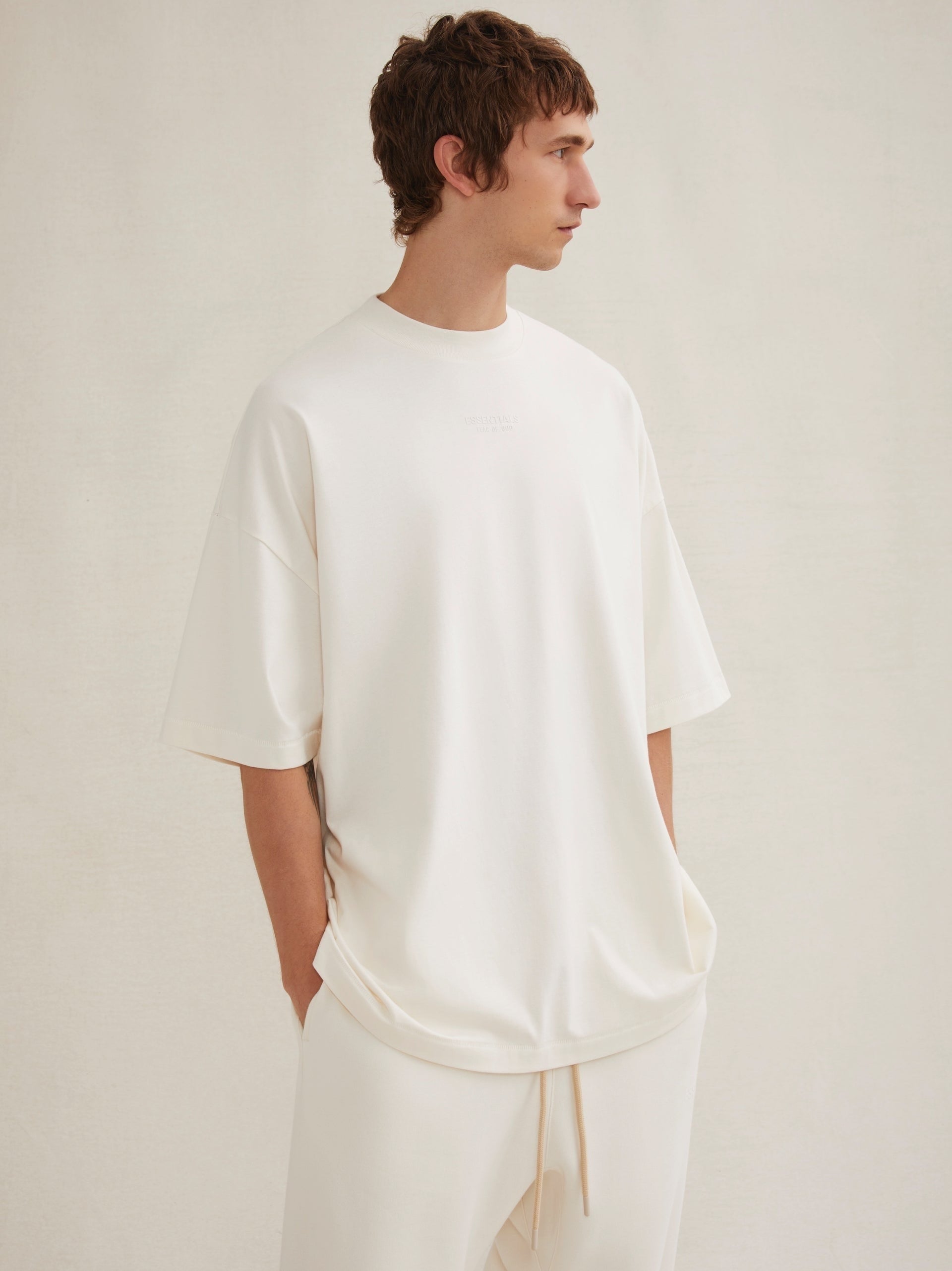AMBERELLE Cloud Soft Minimal Logo Short Sleeve Tee in light heather grey
