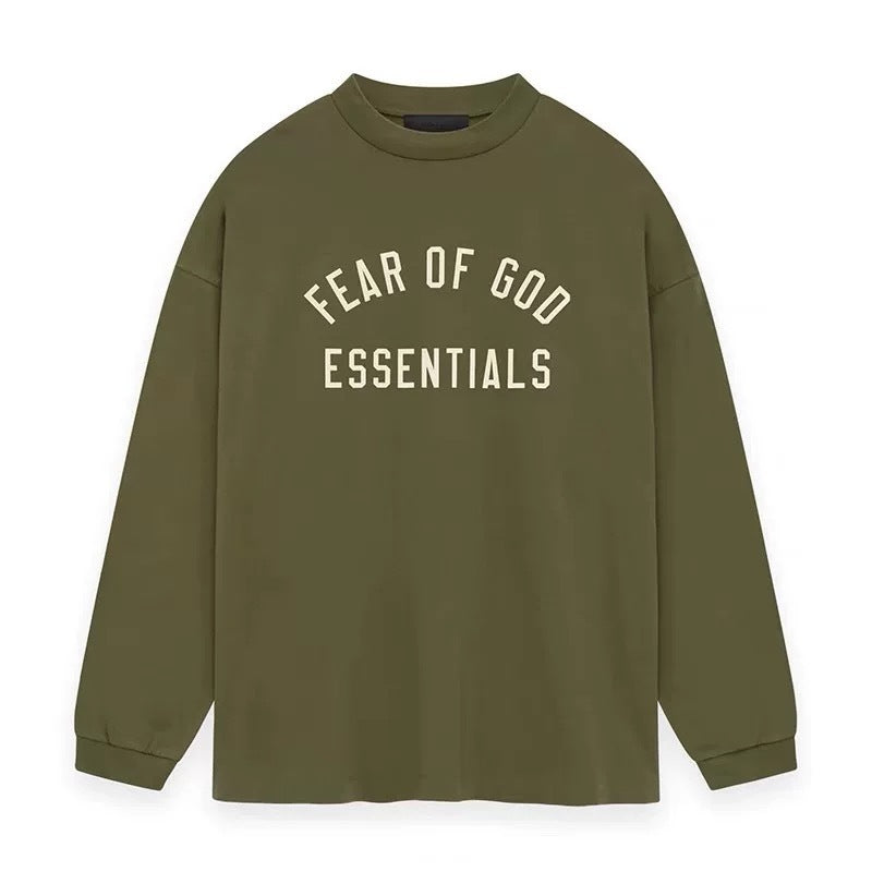 AMBERELLE Arched Logo Oversized Long Sleeve Tee in dark taupe