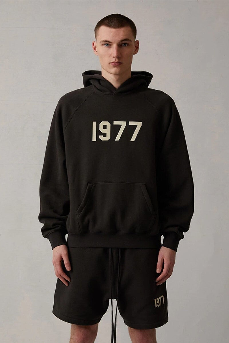 AMBERELLE 1977 Graphic Fleece Hoodie in beige