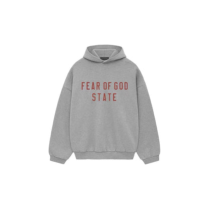 AMBERELLE Collegiate Graphic Fleece Hoodie in light heather grey
