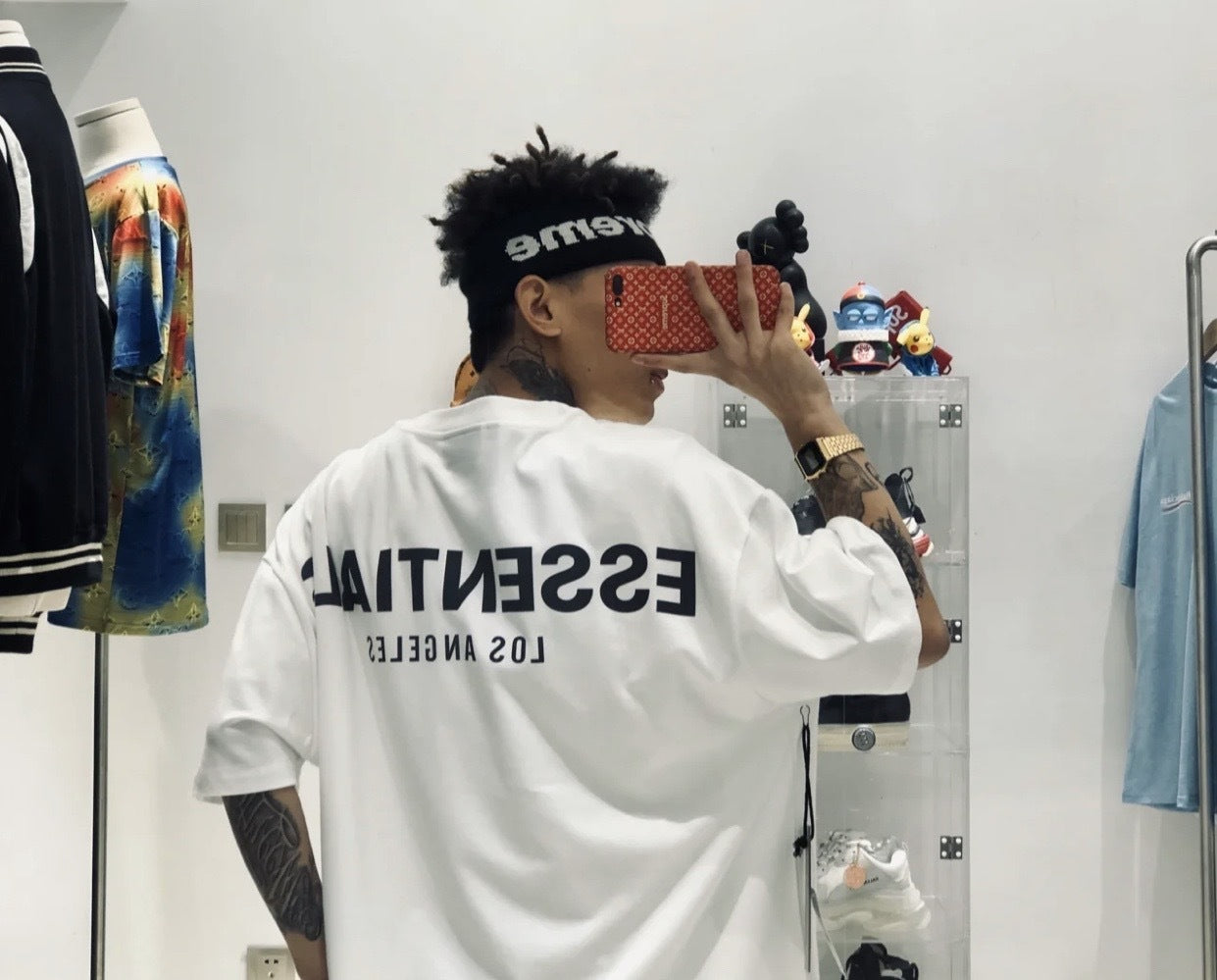 AMBERELLE Reflective Los Angeles Back Print T-Shirt in light heather grey
